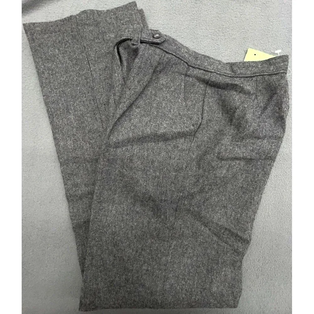 Vtg Abernathy Sport Wool‎ Pants Women 12 Gray Pleats Pockets Slacks Never Worn